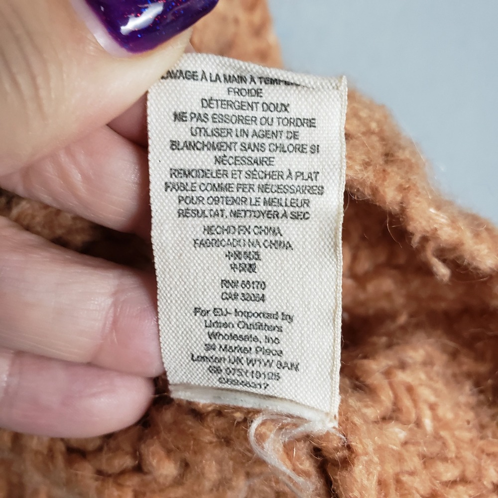 Free People Size M Chunky Knit Turtleneck Sweater Camel Tan Wool Alpaca Winter‎ - Picture 7 of 9